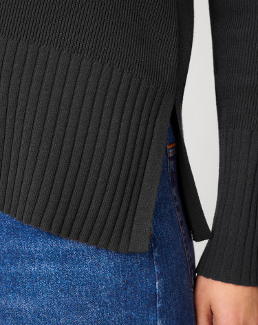 V-Neck Rib Tunic Sweater