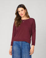 Button Back Rib Knit Sweater Cabernet
