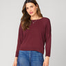 Button Back Rib Knit Sweater Cabernet