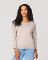 Button Back Rib Knit Sweater Mink Heather
