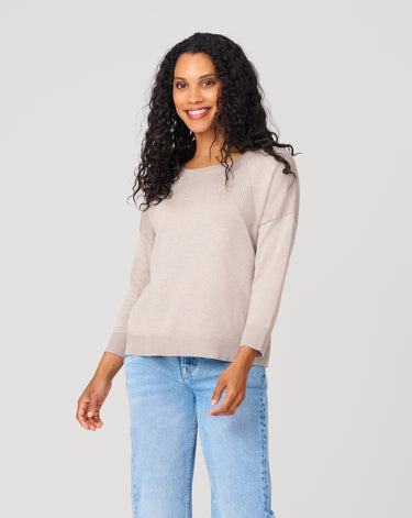 Button Back Rib Knit Sweater