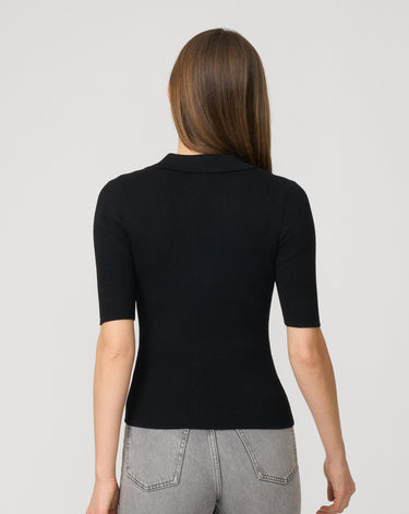 Ribbed Polo Half Sleeve Sweater