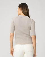 Ribbed Polo Half Sleeve Sweater