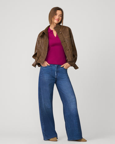 Ribbed Polo Half Sleeve Sweater