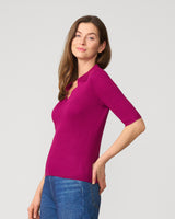 Ribbed Polo Half Sleeve Sweater