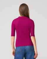 Ribbed Polo Half Sleeve Sweater