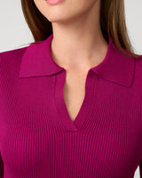 Ribbed Polo Half Sleeve Sweater