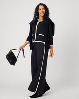 Contrast Trim Crewneck Cardigan