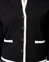 Contrast Trim Crewneck Cardigan