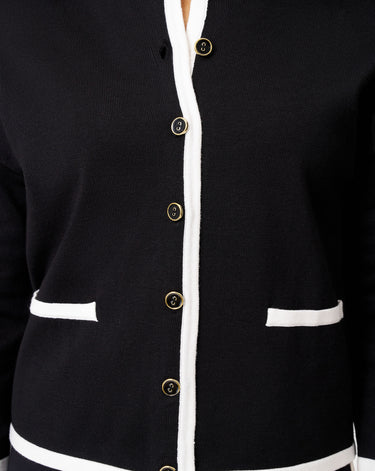 Contrast Trim Crewneck Cardigan