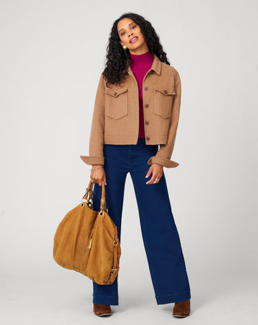 Ribbed Mockneck Cap Sleeve Sweater