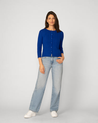 Textured Rib Crewneck Cardigan