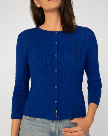 Textured Rib Crewneck Cardigan