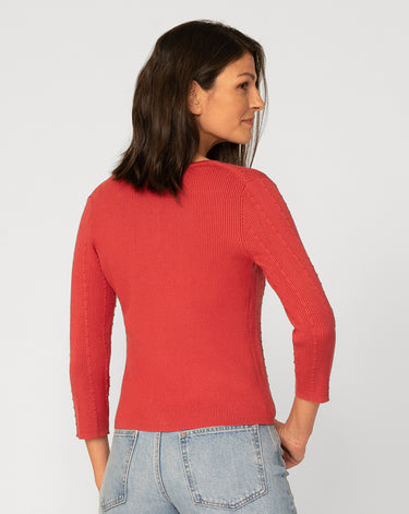 Textured Rib Crewneck Cardigan