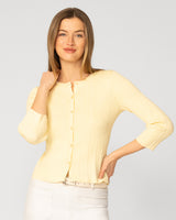 Textured Rib Crewneck Cardigan