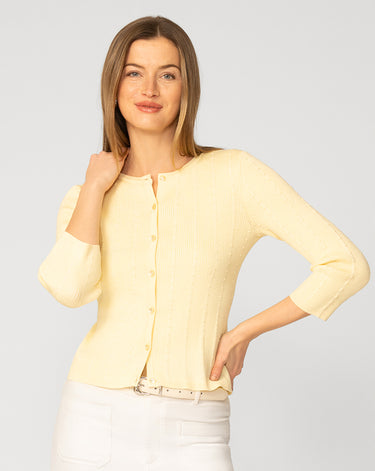 Textured Rib Crewneck Cardigan