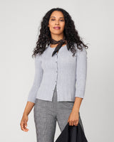 Textured Rib Crewneck Cardigan Heather Gray