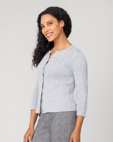 Textured Rib Crewneck Cardigan