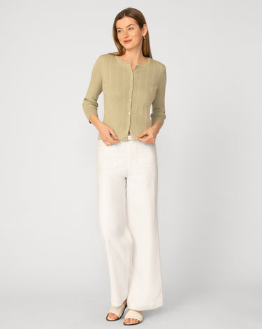 Textured Rib Crewneck Cardigan