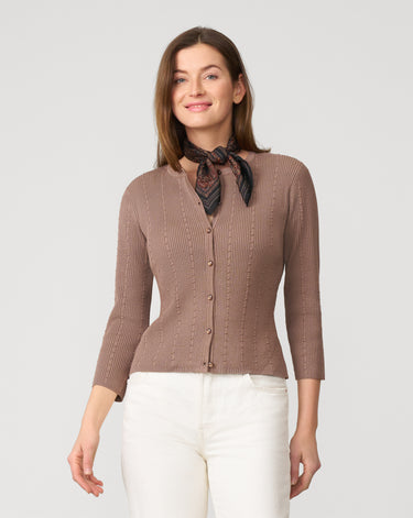 Textured Rib Crewneck Cardigan