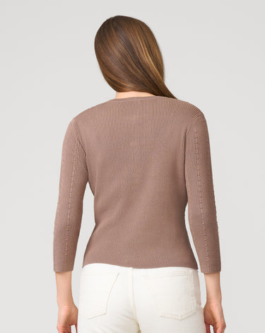 Textured Rib Crewneck Cardigan