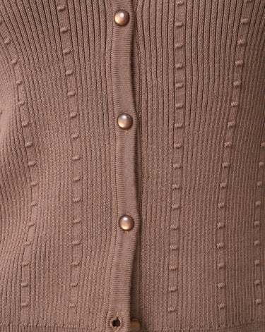 Textured Rib Crewneck Cardigan