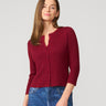 Textured Rib Crewneck Cardigan Cabernet
