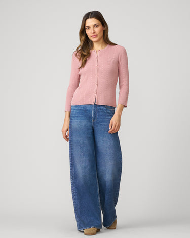 Textured Rib Crewneck Cardigan