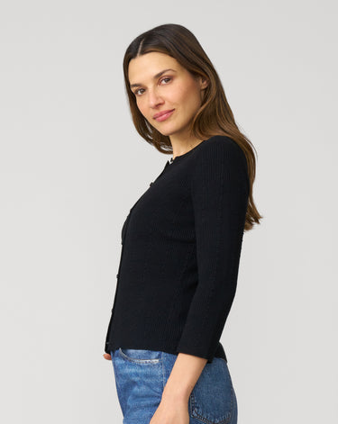 Textured Rib Crewneck Cardigan