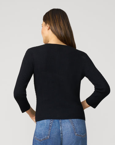 Textured Rib Crewneck Cardigan