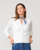 Textured Rib Crewneck Cardigan Snow White