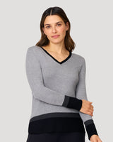 Colorblock V-Neck Rib Tunic Sweater