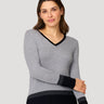 Colorblock V-Neck Rib Tunic Sweater