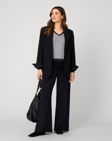 Colorblock V-Neck Rib Tunic Sweater