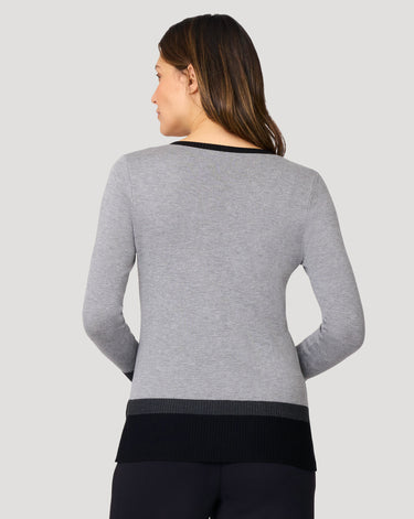 Colorblock V-Neck Rib Tunic Sweater