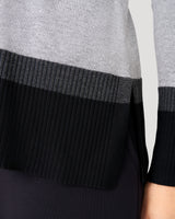 Colorblock V-Neck Rib Tunic Sweater