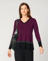 Colorblock V-Neck Rib Tunic Sweater