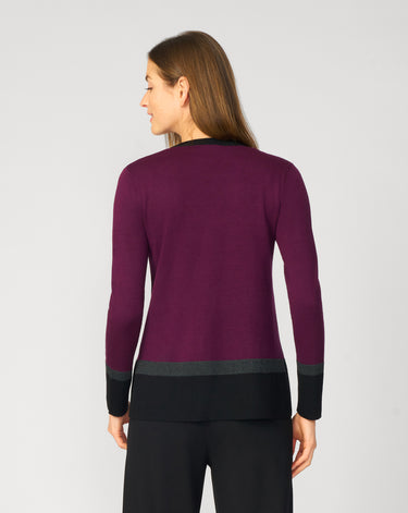 Colorblock V-Neck Rib Tunic Sweater