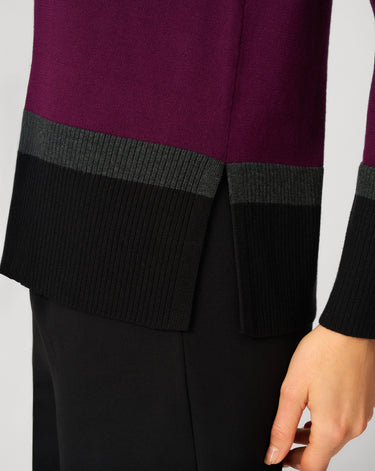 Colorblock V-Neck Rib Tunic Sweater