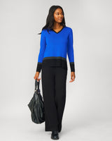 Colorblock V-Neck Rib Tunic Sweater