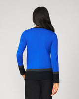 Colorblock V-Neck Rib Tunic Sweater