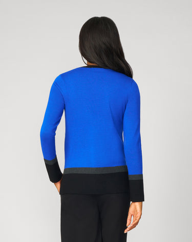 Colorblock V-Neck Rib Tunic Sweater