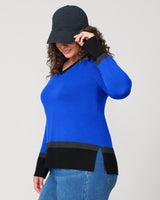 Colorblock V-Neck Rib Tunic Sweater