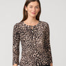 Leopard Crewneck Cardigan Leopard Skin Heather