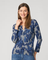 Floral Crewneck Cardigan Blue Drip Flower