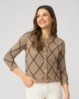 Argyle Crewneck Cardigan Camel Hair & Jet Black Argyle