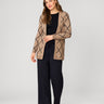 Open Front Argyle Cardigan Camel Hair & Jet Black Argyle