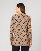 Open Front Argyle Cardigan