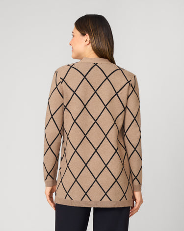 Open Front Argyle Cardigan