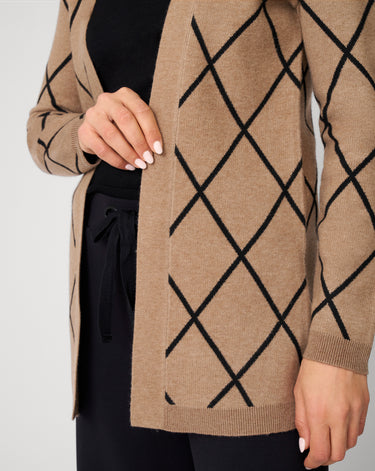 Open Front Argyle Cardigan